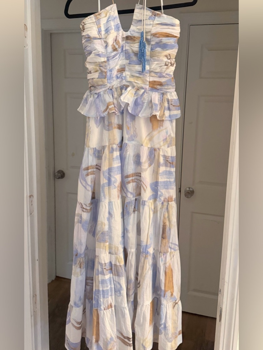 Pranella (brand) - Tiered Maxi Dress with Watercolor Brushstroke Print